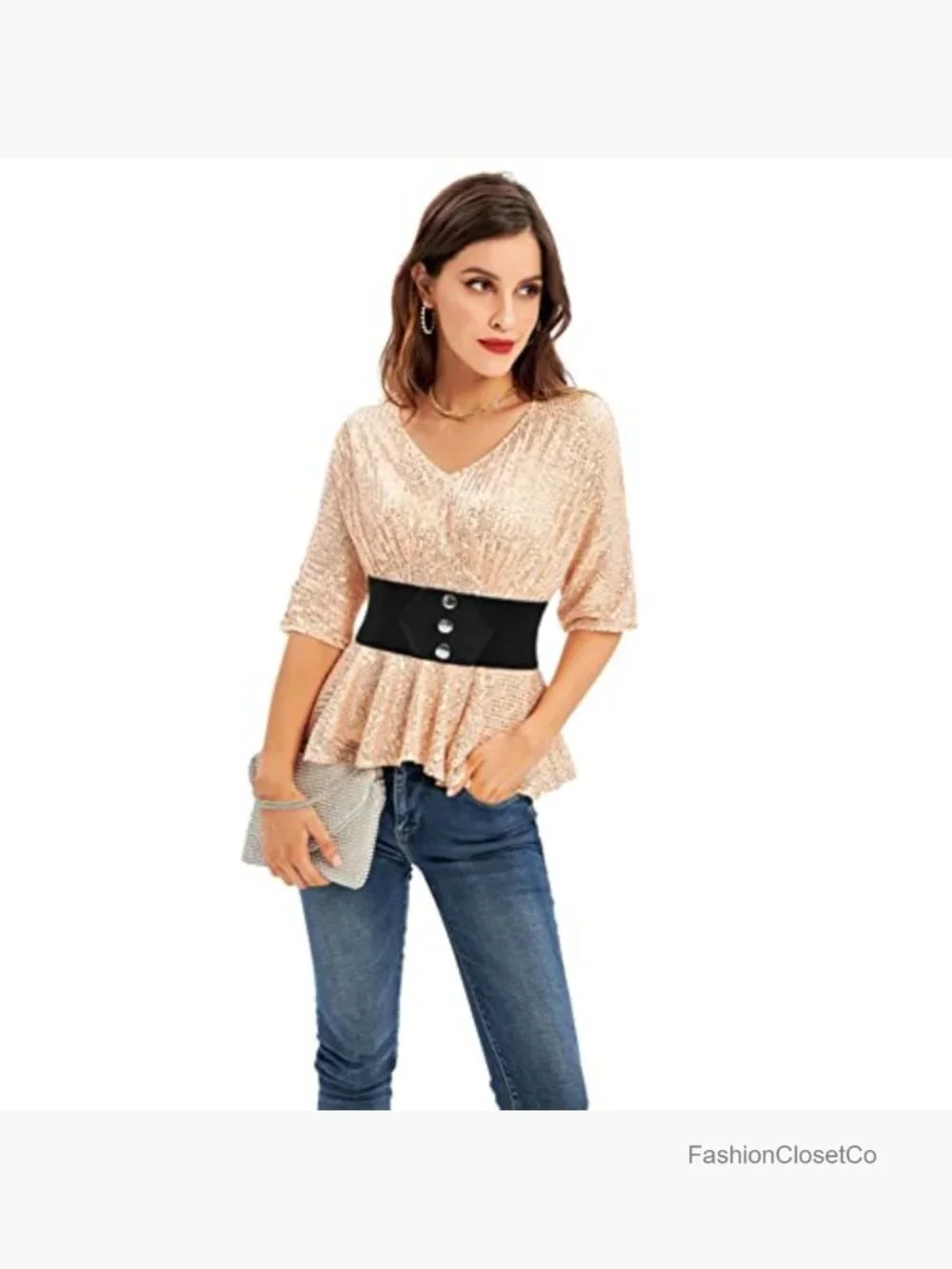Snap-Button Corset Belt Wide Stretchy Waistband Elastic Belts for Dress